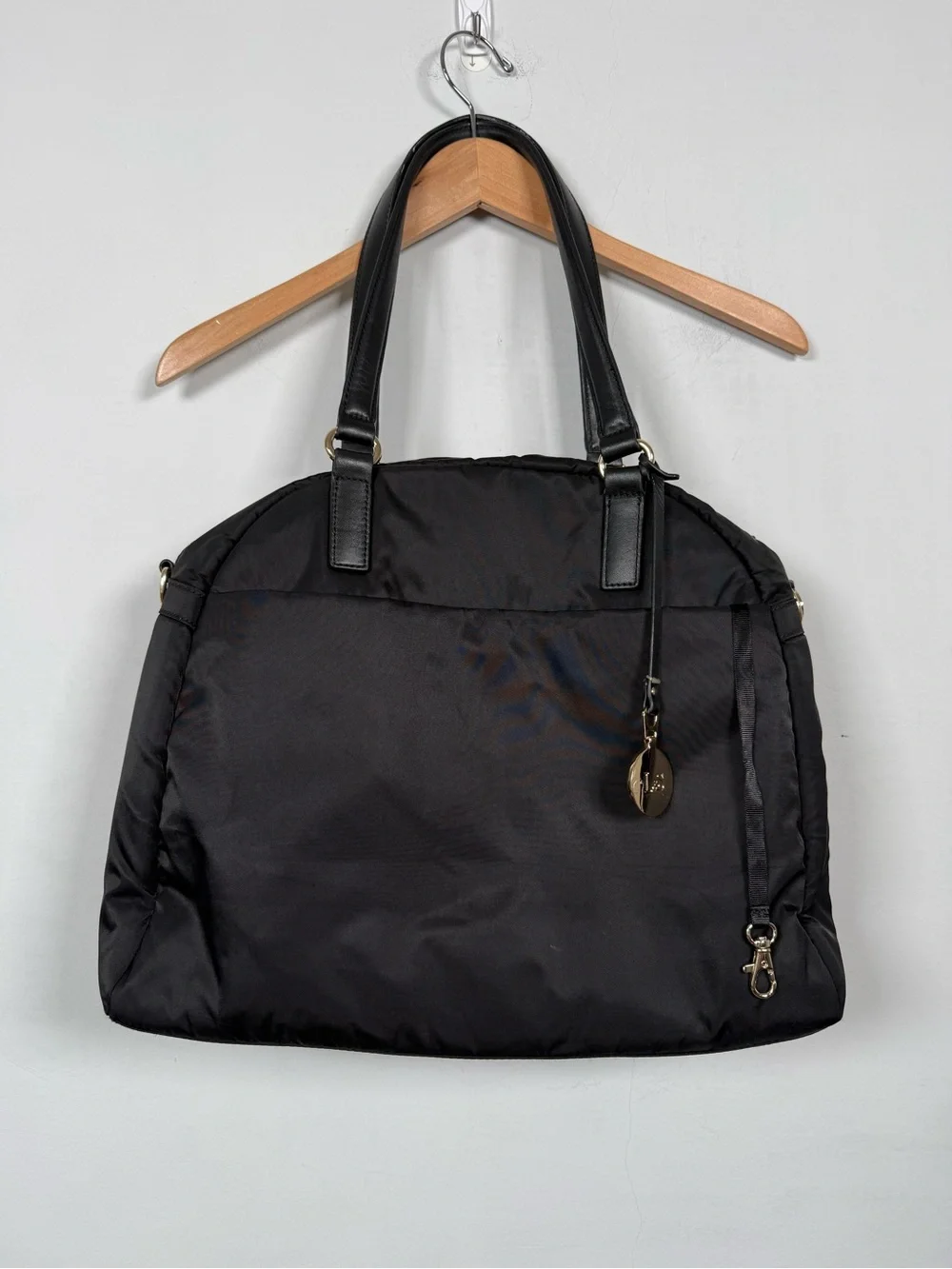 Lo & Sons The O.G. 2 Medium Laptop Travel Tote Bag Black Nylon Gold Hardware